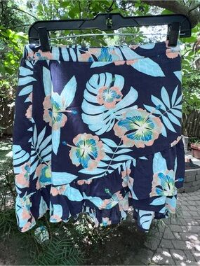 Roxy Navy and Teal Striped Swim Top